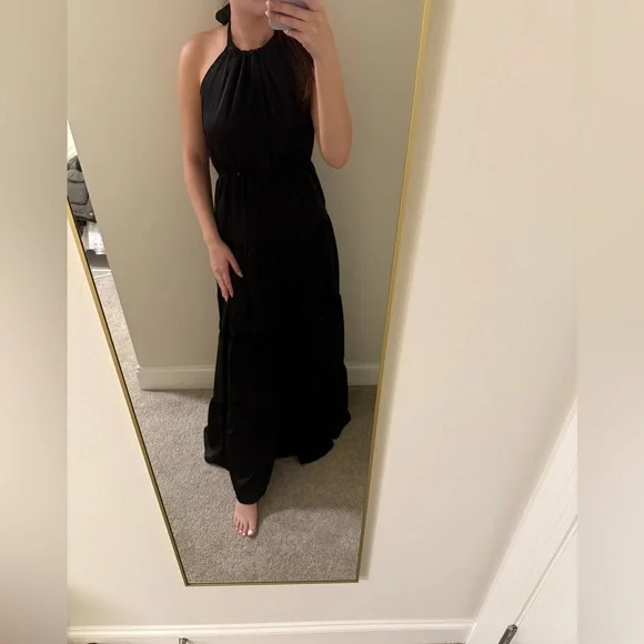 Love By Design | Dresses | Nwt Love X Design Black Silk Halter Maxi Dress  Small | Poshmark